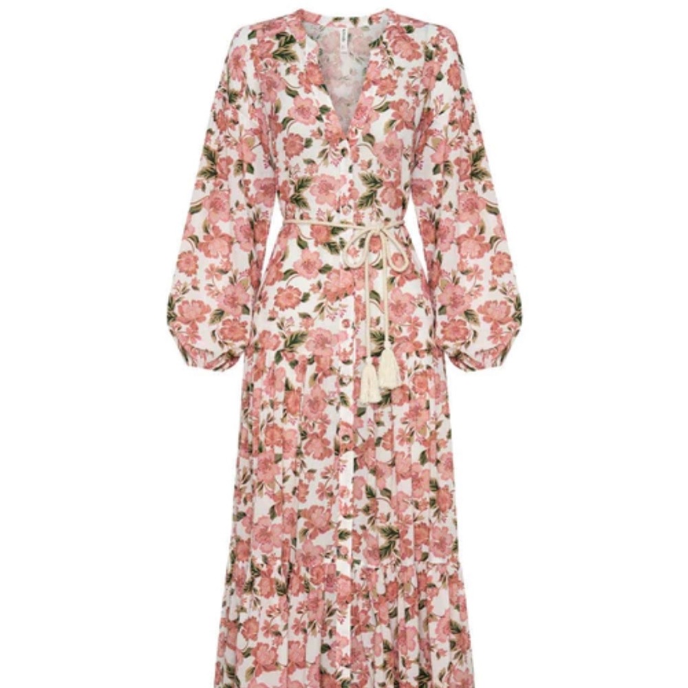 Kivari mila babydoll maxi peach floral